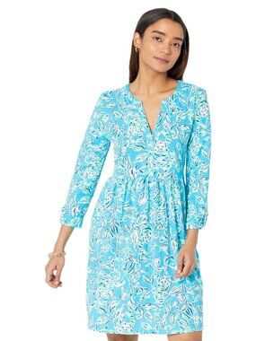 Lilly Pulitzer Loran Swing Dress Turquoise Oasis Outta Line Size Large